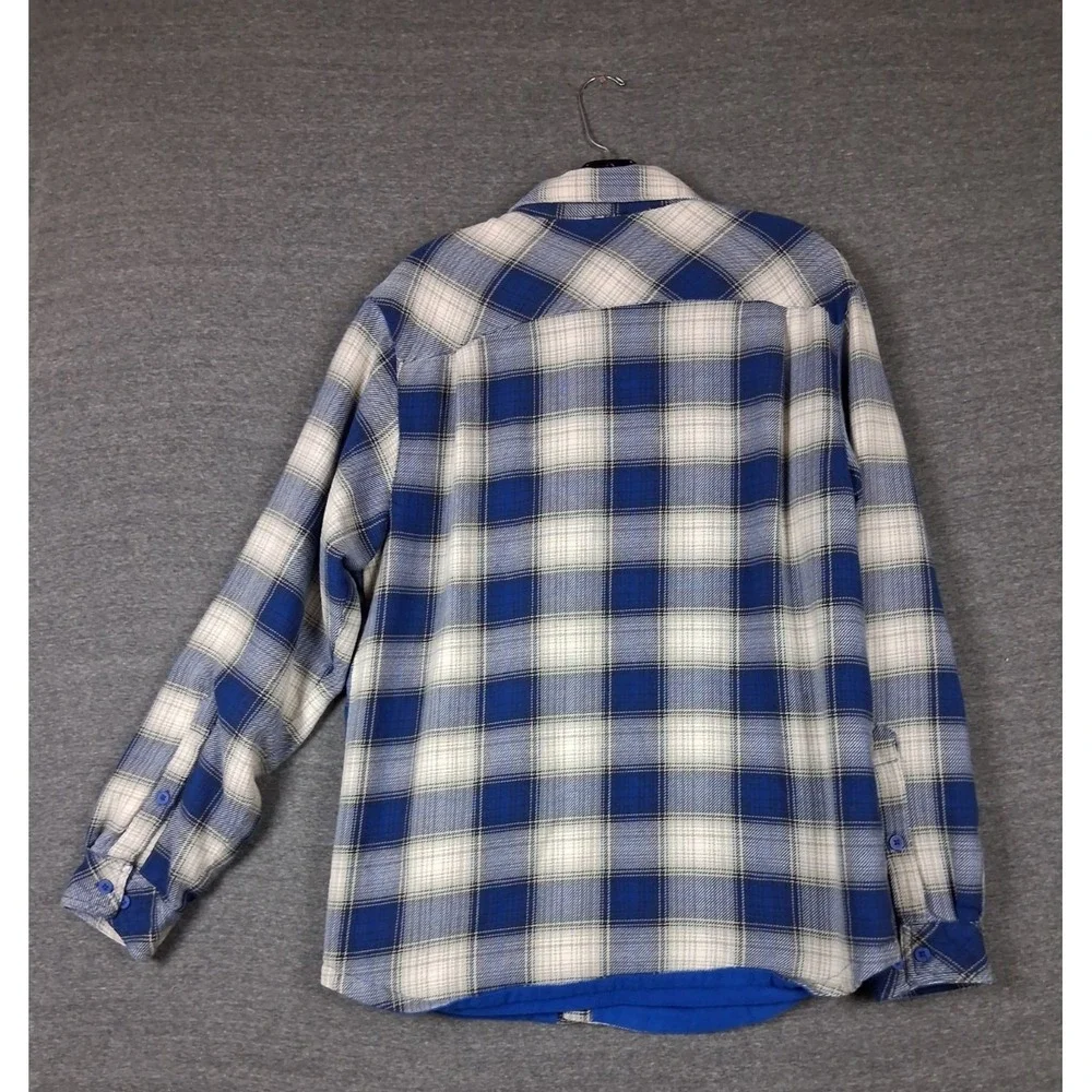Columbia Mens Jacket S Blue Plaid Flannel Fleece Lined Shacket Gorp Fall Hiking